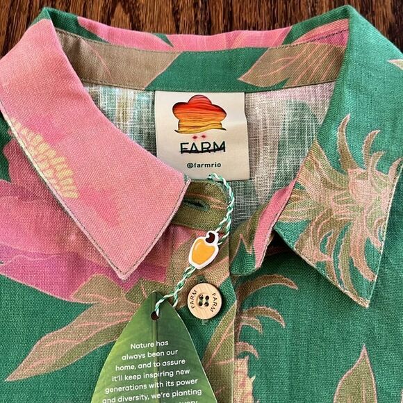 Farm Rio Farm Rio Short-Sleeve Cover-Up Buttondown Shirt size Medium - Picture 5 of 6